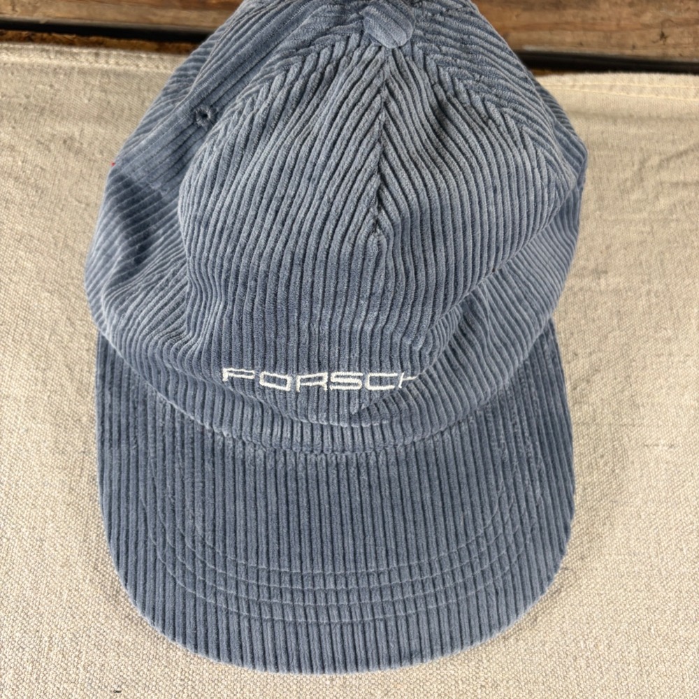 Porsche Baseball Cap Mens OS Blue Corduroy Embroidered Logo Adjustable Dad Hat